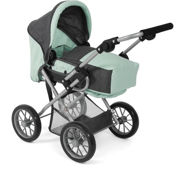 BAYER CHIC 2000 Combi Poppenwagen LENI Melange Antraciet-mint 3 BAYER CHIC 2000 Combi Poppenwagen LENI Melange Antraciet-mint
