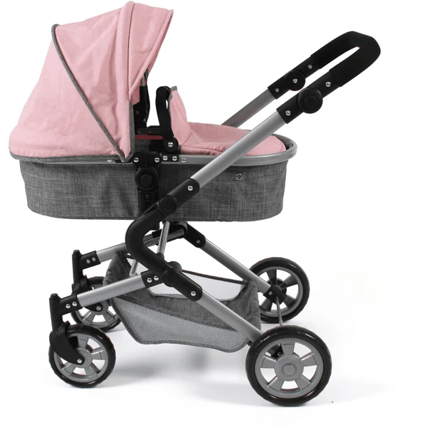 BAYER CHIC 2000 Combi Poppenwagen Lia Melange Grijs-roze 4 BAYER CHIC 2000 Combi Poppenwagen Lia Melange Grijs-roze - Afbeelding 2