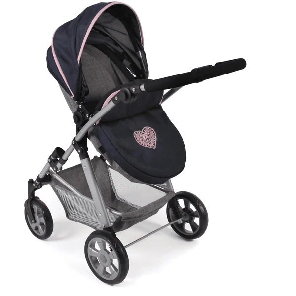 BAYER CHIC 2000 Kombi Poppenwagen NELE Gemêleerd Marine Grijs 6 BAYER CHIC 2000 Kombi Poppenwagen NELE Gemêleerd Marine Grijs - Afbeelding 4