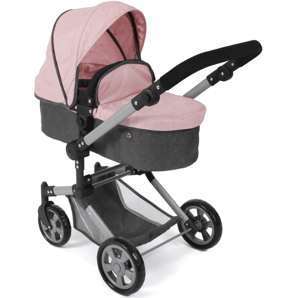 BAYER CHIC 2000 LINUS Melange Combi Poppenwagen Antraciet-roze 4 BAYER CHIC 2000 LINUS Melange Combi Poppenwagen Antraciet-roze - Afbeelding 2