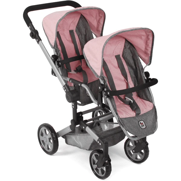 BAYER CHIC 2000 Poppenwagen Linus Duo Melange Grijs-roze 3 BAYER CHIC 2000 Poppenwagen Linus Duo Melange Grijs-roze