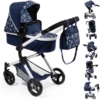 Bayer Design Combi Poppenwagen Neo Vario Blauw Met Hartjes -Speelgoedpop bayer design combi poppenwagen neo vario blauw met hartjes a295785