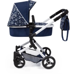 Bayer Design Combi Poppenwagen Neo Vario Blauw Met Hartjes -Speelgoedpop bayer design combi poppenwagen neo vario blauw met hartjes a295785 2