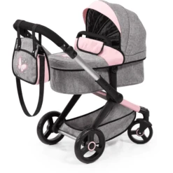 Bayer Design Combi Poppenwagen Xeo Grijs/Roze