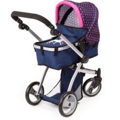 Bayer Design Combinatie Poppenwagen Mega Set, Blauw Met Hartjes En Eenhoorn -Speelgoedpop bayer design combinatie poppenwagen mega set blauw met hartjes en eenhoorn a295797 2
