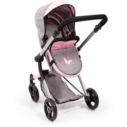 Bayer Design Neo Vario Combinatie Poppenwagen Grijs/roze, Met Vlinder -Speelgoedpop bayer design neo vario combinatie poppenwagen grijs roze met vlinder a313421 3