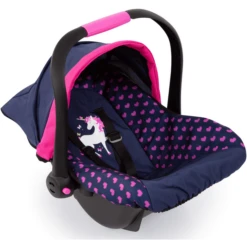 Speelgoedpop 18 Bayer Design Poppenautostoel Met Kap Blauw/pink