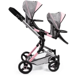 Bayer Design Twin Neo Poppenwagen Grijs/roze, Met Vlinder -Speelgoedpop bayer design twin neo poppenwagen grijs roze met vlinder a313430 3