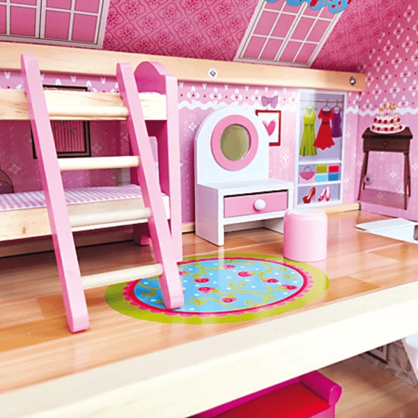 Bino Poppenhuis Met Balkon, 15-delig 7 Bino Poppenhuis Met Balkon, 15-delig - Afbeelding 5