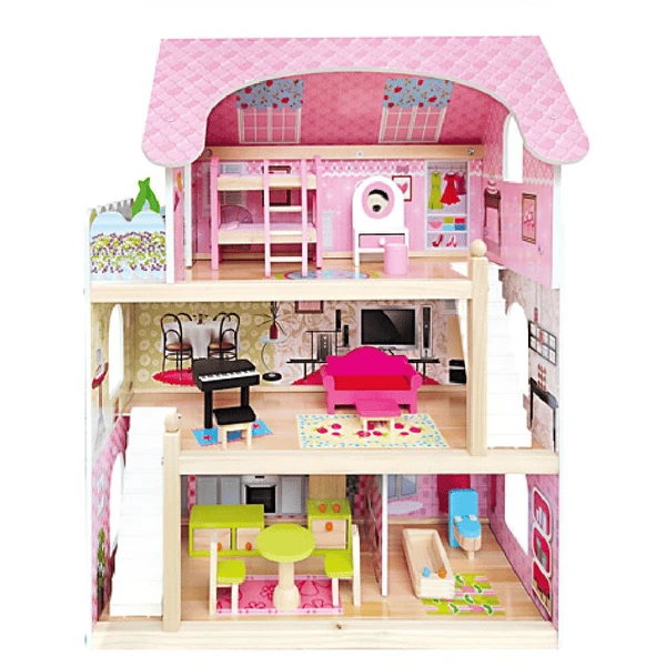 Bino Poppenhuis Met Balkon, 15-delig 3 Bino Poppenhuis Met Balkon, 15-delig