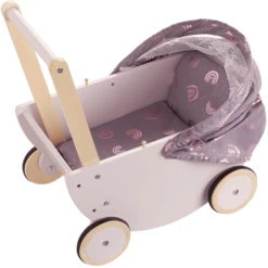 Howa Poppenwagen "Regenboog" Van Hout Met Opvouwbare Kap -Speelgoedpop howa poppenwagen regenboog van hout met opvouwbare kap a349821 2