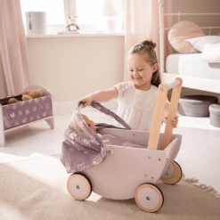 Howa Poppenwagen "Regenboog" Van Hout Met Opvouwbare Kap -Speelgoedpop howa poppenwagen regenboog van hout met opvouwbare kap a349821 3