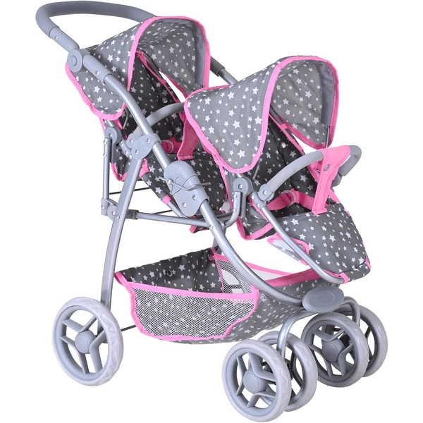 Knorr® Toys Milo Tweeling Poppenwagen - Ster Grijs 5 Knorr® Toys Milo Tweeling Poppenwagen - Ster Grijs - Afbeelding 3