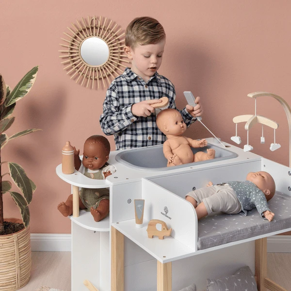 MUSTERKIND ® Doll Centre "Viola" Wit/natuur/grijs 4 MUSTERKIND ® Doll Centre "Viola" Wit/natuur/grijs - Afbeelding 2