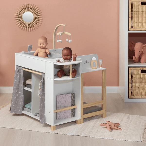 MUSTERKIND ® Doll Centre "Viola" Wit/natuur/grijs 7 MUSTERKIND ® Doll Centre "Viola" Wit/natuur/grijs - Afbeelding 5