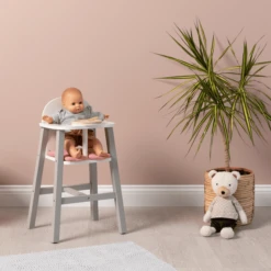 Speelgoedpop -Speelgoedpop musterkind viola poppenstoel grijs wit oud roze a326741 1